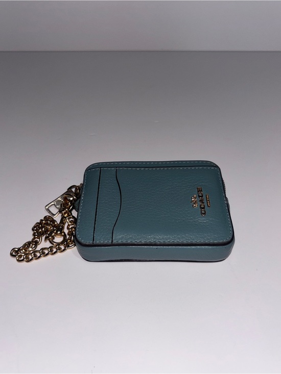 Coach Handbags - COACH Zip Card Case ID Wallet Refined Pebble Leather Soft Green/Gold